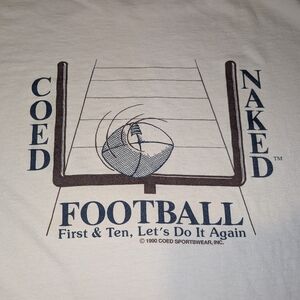 Co Ed Naked Football Vintage 1990 Single Stitch Men's Large Tee